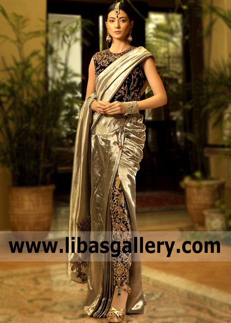 Exquisitely Embellished Bridal Saree Tucson Arizona USA Pakistani Wedding Saree Shops