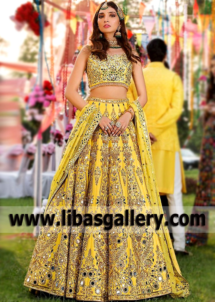 Nomi Ansari Wedding Dresses Richmond Hill New York NY US Classic Mirror Work Lehenga Choli