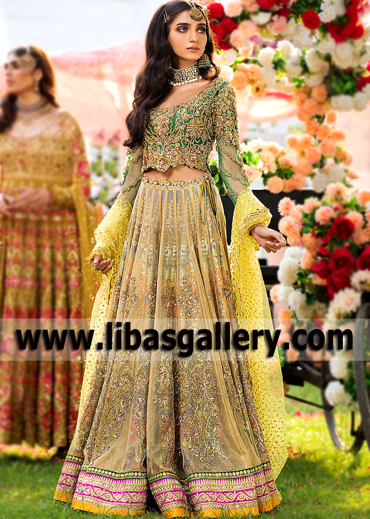 Designer Nomi Ansari Mayo Mehndi Dresses Virginia Maryland USA Indian Pakistani Mayon Mehndi Dresses