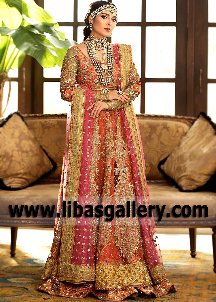 Latest Mehndi Bridal Pishwas UK USA Canada Australia Nomi Ansari Sangeet Pishwas Suits
