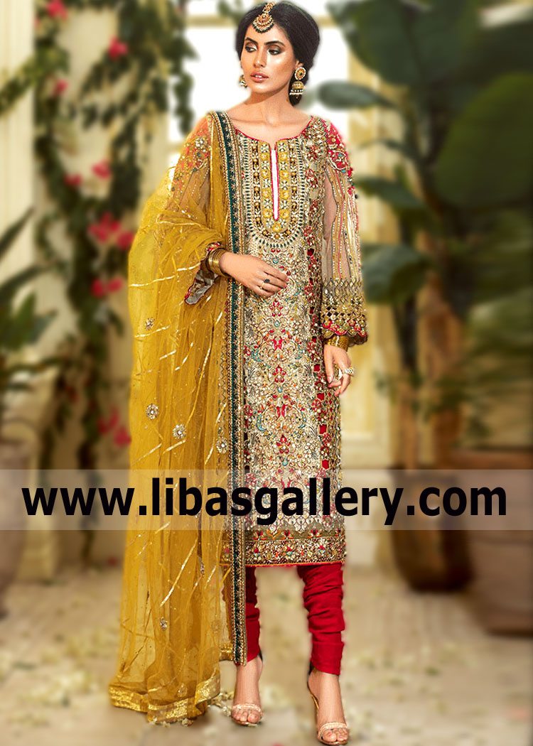 Pakistani Occasion Wear Formal Dresses lincolnwood Illinois IL USA Designer Dholki Dresses Formal Dresses