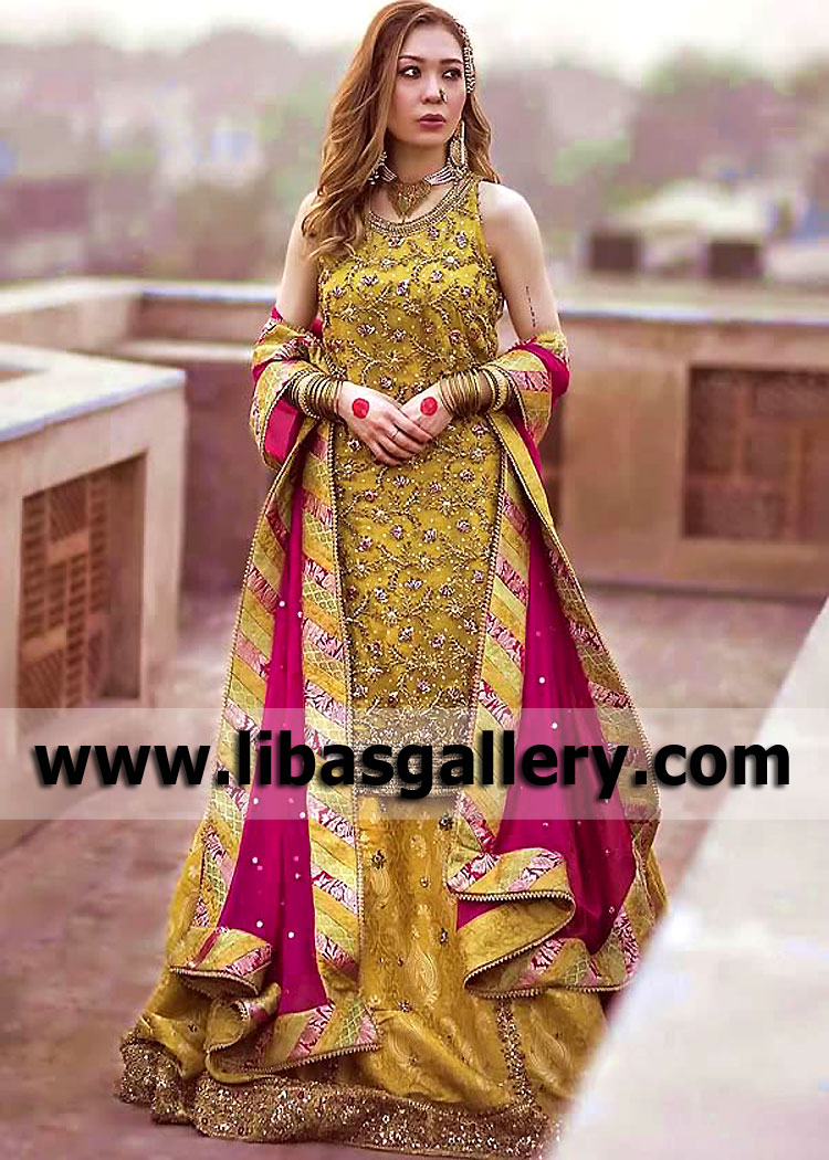 Latest Bridal Mehndi Dresses UK USA Canada | Bridal Lehenga for Mehndi | Bridal Mehndi Dresses collection