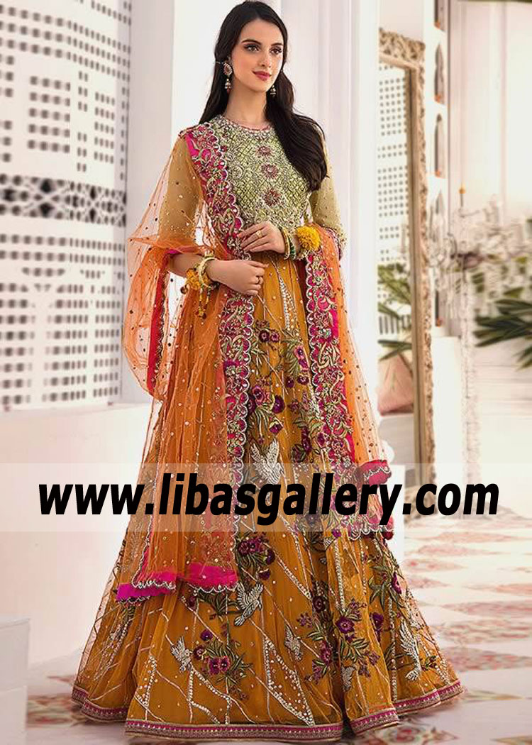 Latest Mehndi Bridal Dress Hamtramck Michigan USA Pakistani Mehndi Dresses