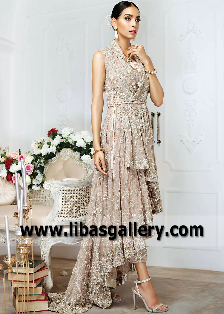 Latest Angarkha Style with Highlow Hemline Reigate England UK Pakistan Special Occasion Dresses India