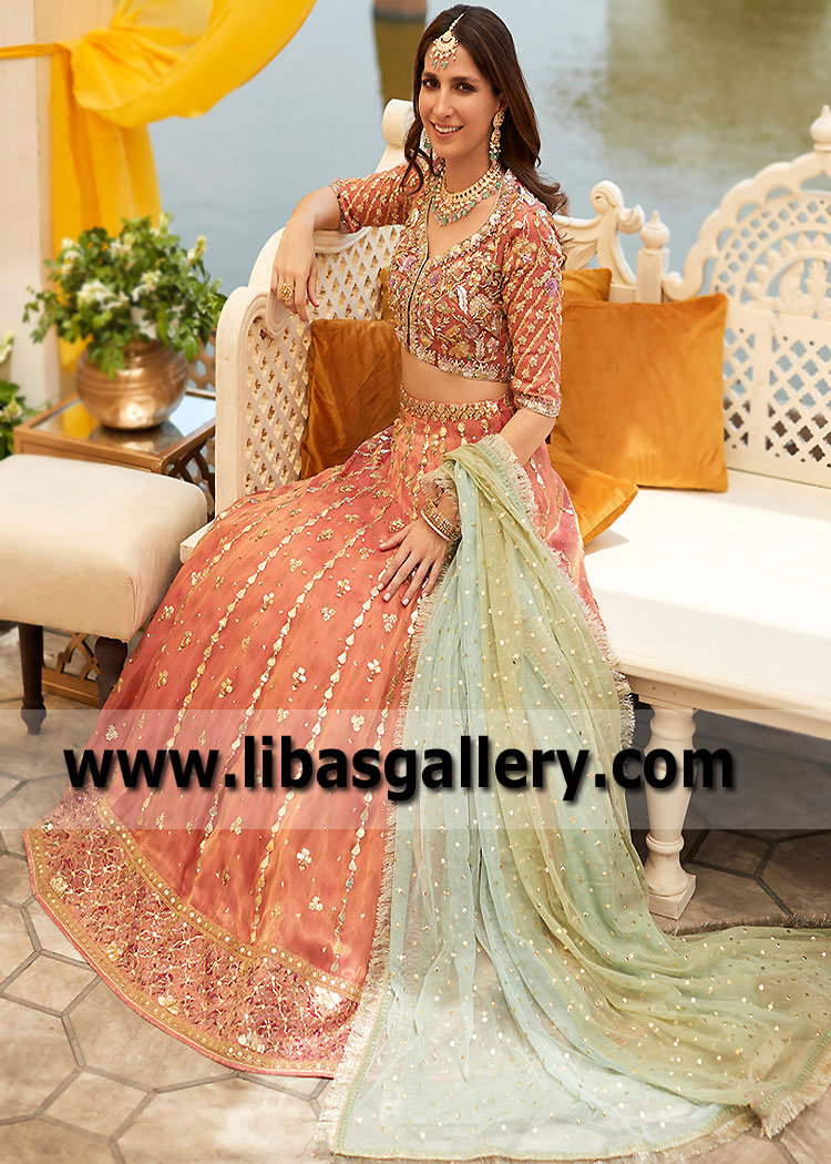 Latest Bridal Lehenga Choli Manchester UK Pakistani Designer Farah Talib Aziz Lehenga Choli