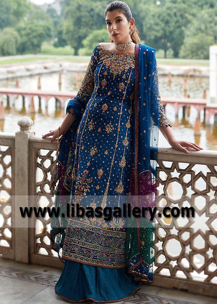 Pakistani Wedding Dresses Boston Massachusetts USA Crushed Lehenga for Bride Sister or Cousins