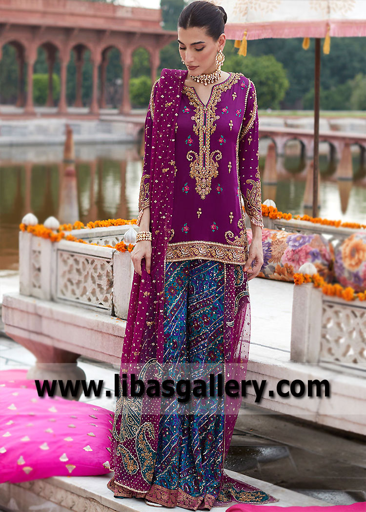 Pakistani Wedding Dresses for Bride Sister and Friends Westford Massachusetts USA Sharara Dresses
