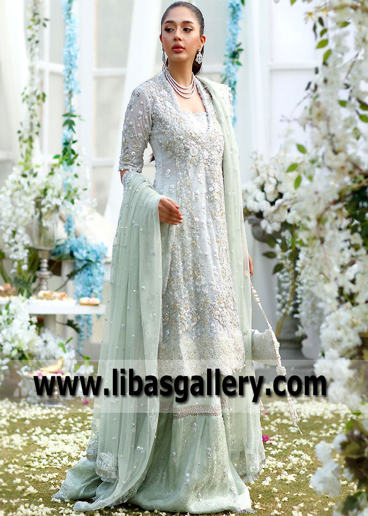 Angrakha Dresses with Gharara Cardiff Wales UK Designer Angrakah Wedding Luxury Couture