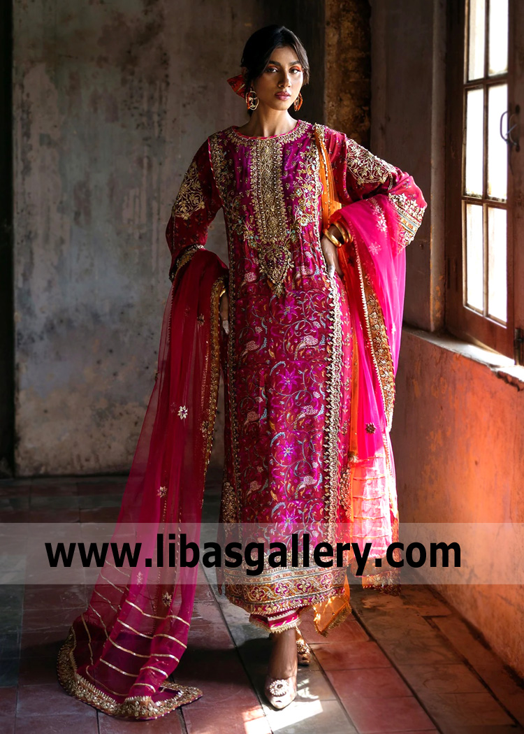 Designer Heavy Embellished Dress for Wedding Functions Newport News Virginia USA Stylish Chunri Print Shirt and Trousers Suit