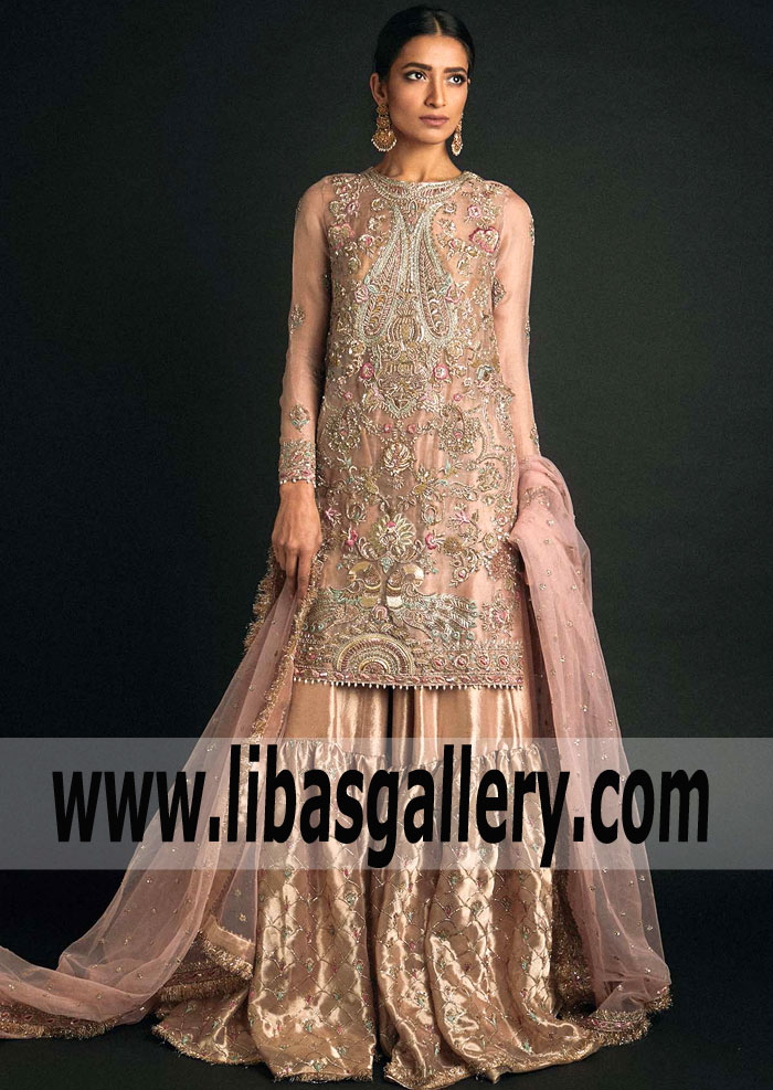 Zara Shahjahan Special Occasion Dresses 2018 Gharara with Embellished Shirt for Evening Ocaasions Los Angeles, San Diego, San Jose, Sacramento