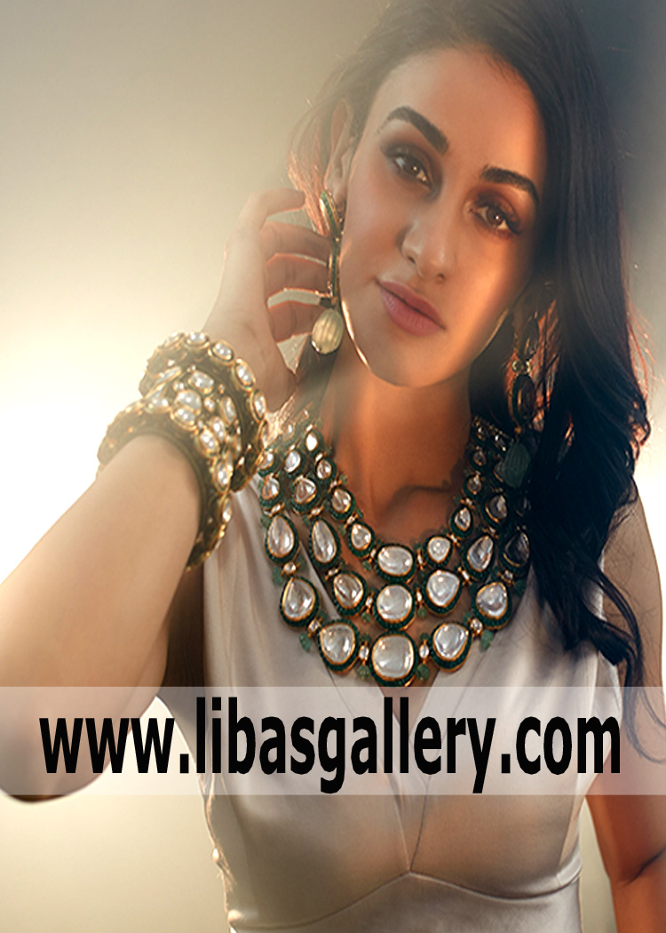 Indian Polki Kundan Jewellery Set Chesapeake Virginia VA US Hazoorilal Wedding Jewellery Set