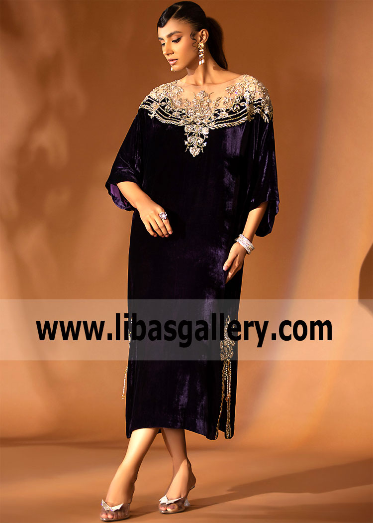 Indian Pakistani Velvet Party Wear Suits UK USA Canada Australia Latest Party Wear Kaftan Designs