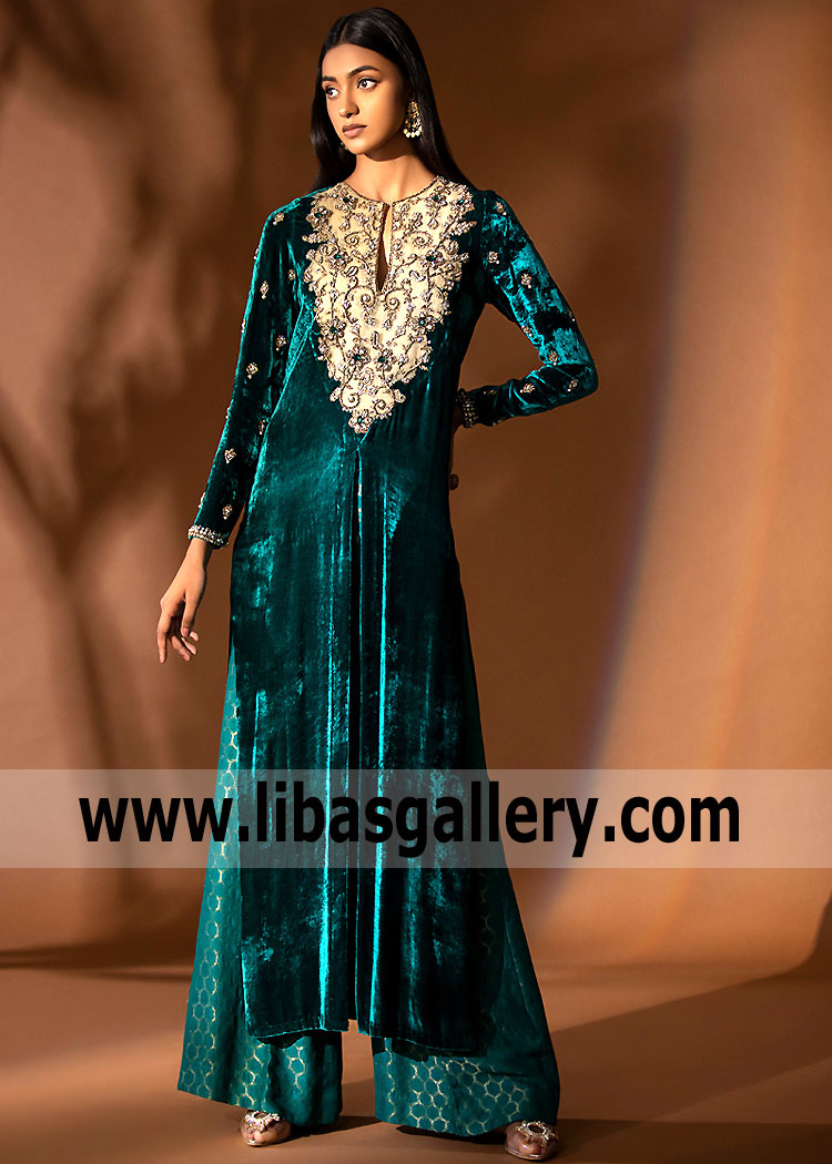 Midnight Green Velvet Party Wear Hamtramck Michigan USA Pakistani Velvet Dresses Midnight Green Velvet Party Wear Hamtramck Michigan USA Pakistani Velvet Dresses