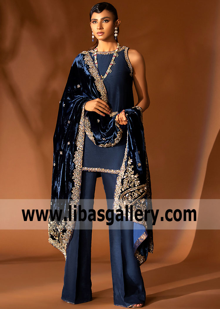 Pakistani Party Wear Clara California USA Designer Velvet Dress with price Pakistani Party Wear Clara California USA Designer Velvet Dress with price