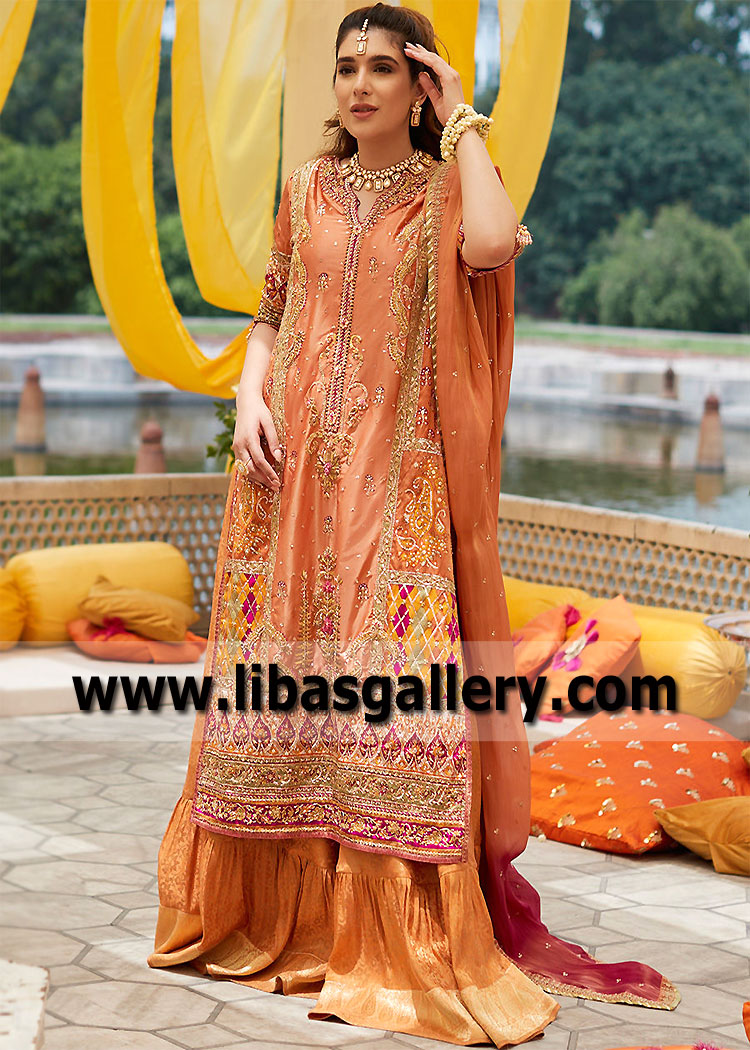 Latest Bridal Mehndi Dresses Collection 2023 Avialable Online | Sanaulla  Store