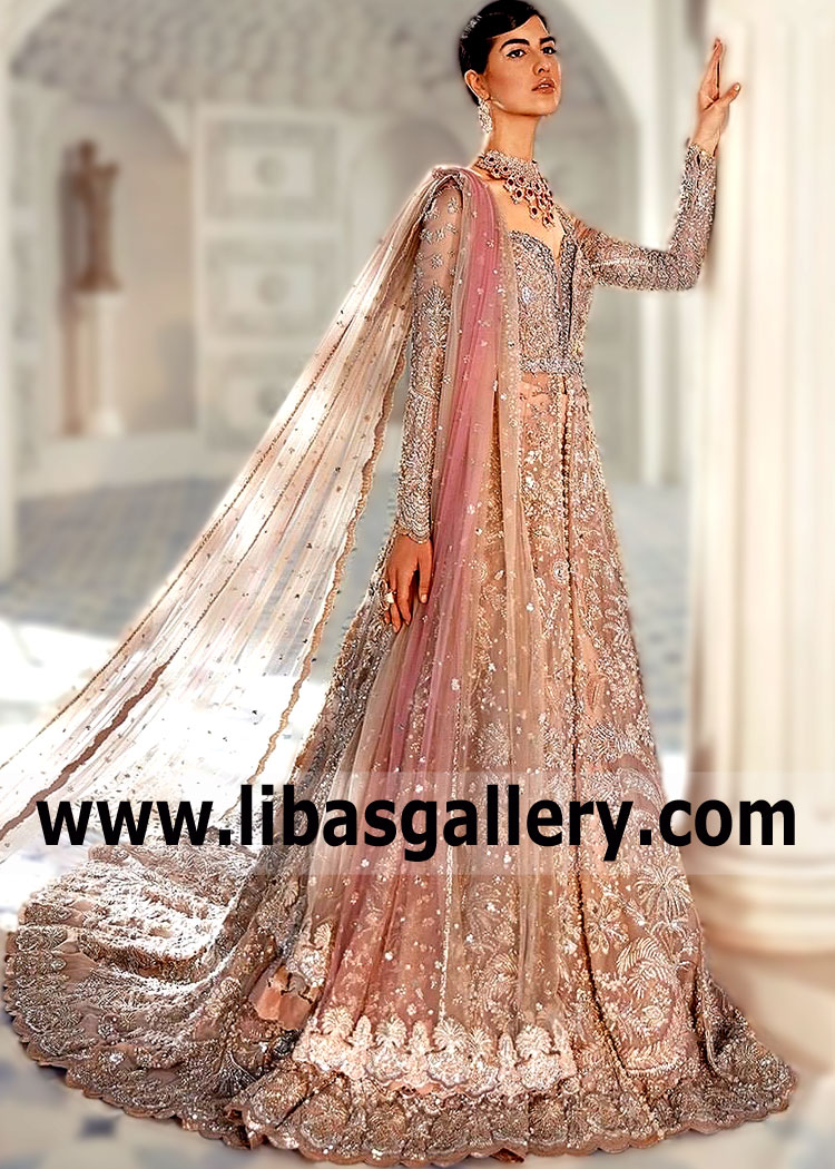 Suffuse by Sana Yasir Wedding Dresses Walima Bridal Dresses UK USA Canada Anarkali Style with Lehenga