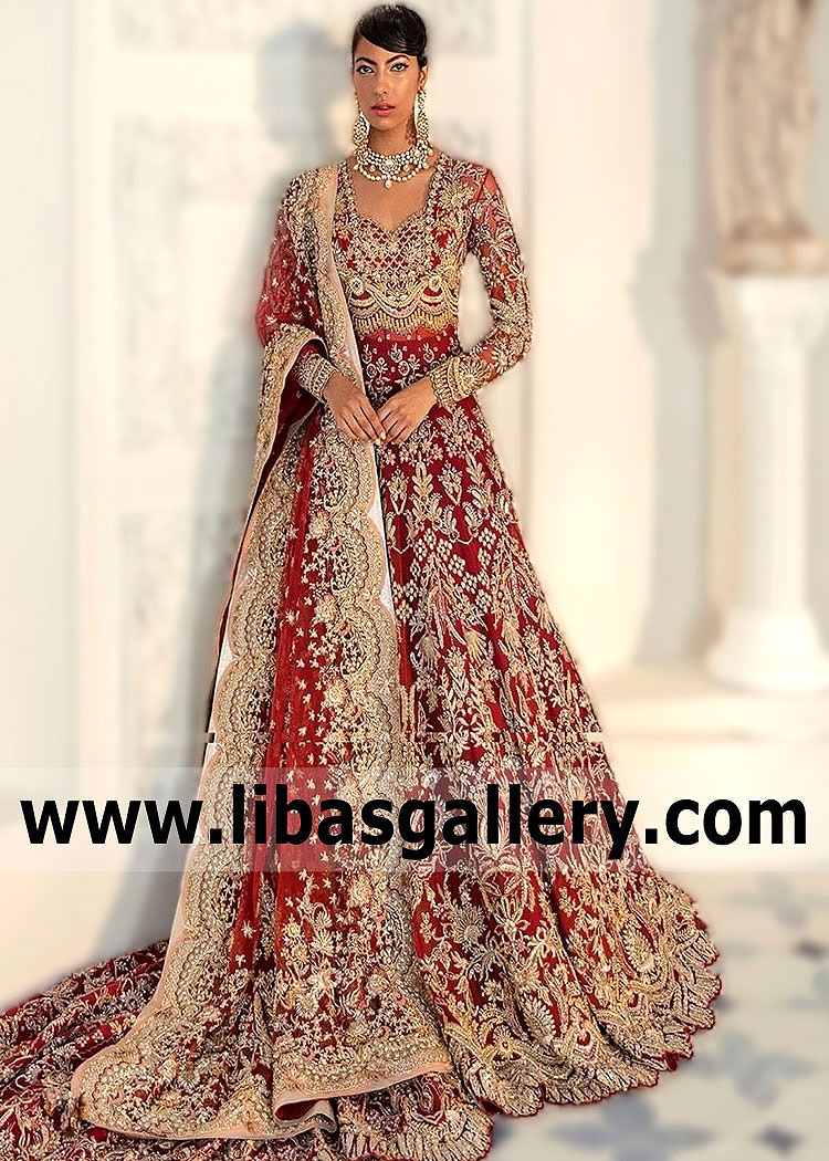 High-end bridal wedding dresses Suffuse by Sana Yasir Anarkali Gown UK USA Canada Online Available