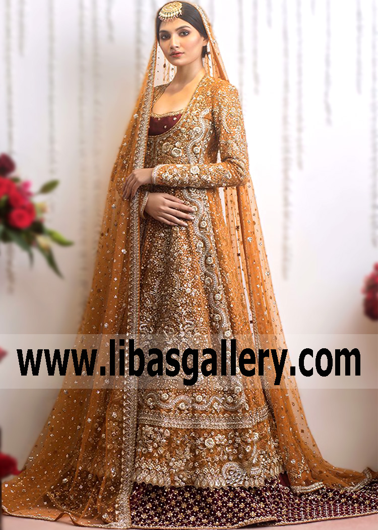 Heavy Embellished Bridal Anarkali Houston Texas TX USA Sania Maskatiya Best Bridal Anarkali with Lehenga