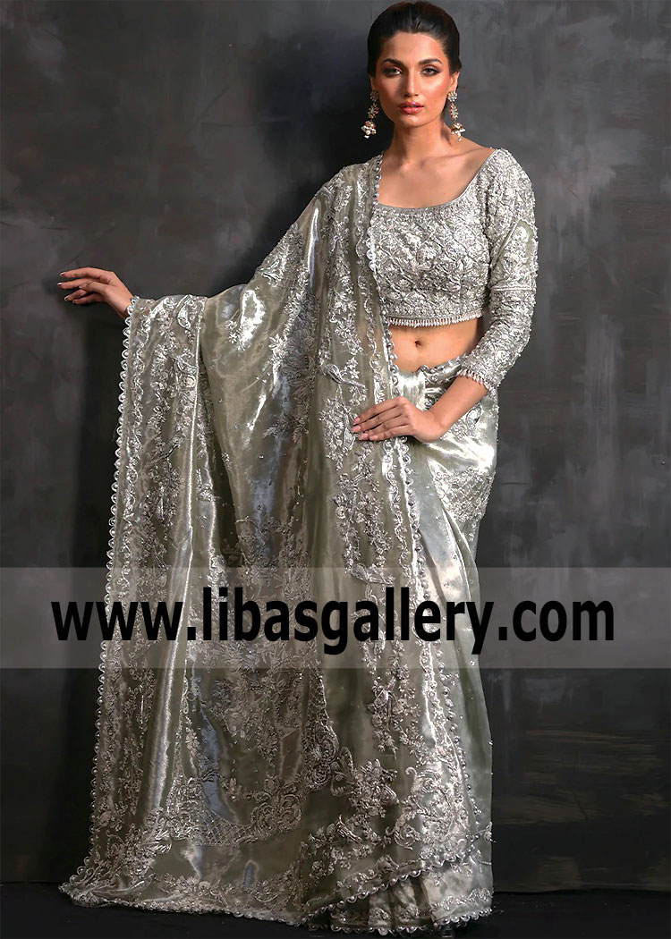 Nida Azwer Wedding Saree Collection Heavy Formal Saree Pakistani Designer Saree