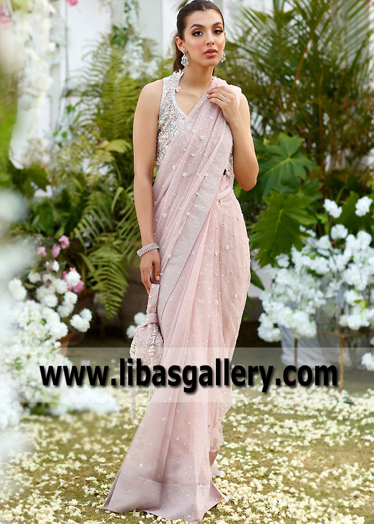 Hand Embellished Bridal Saree Bethesda Washington DC USA Pakistani Designer Saree Dresses