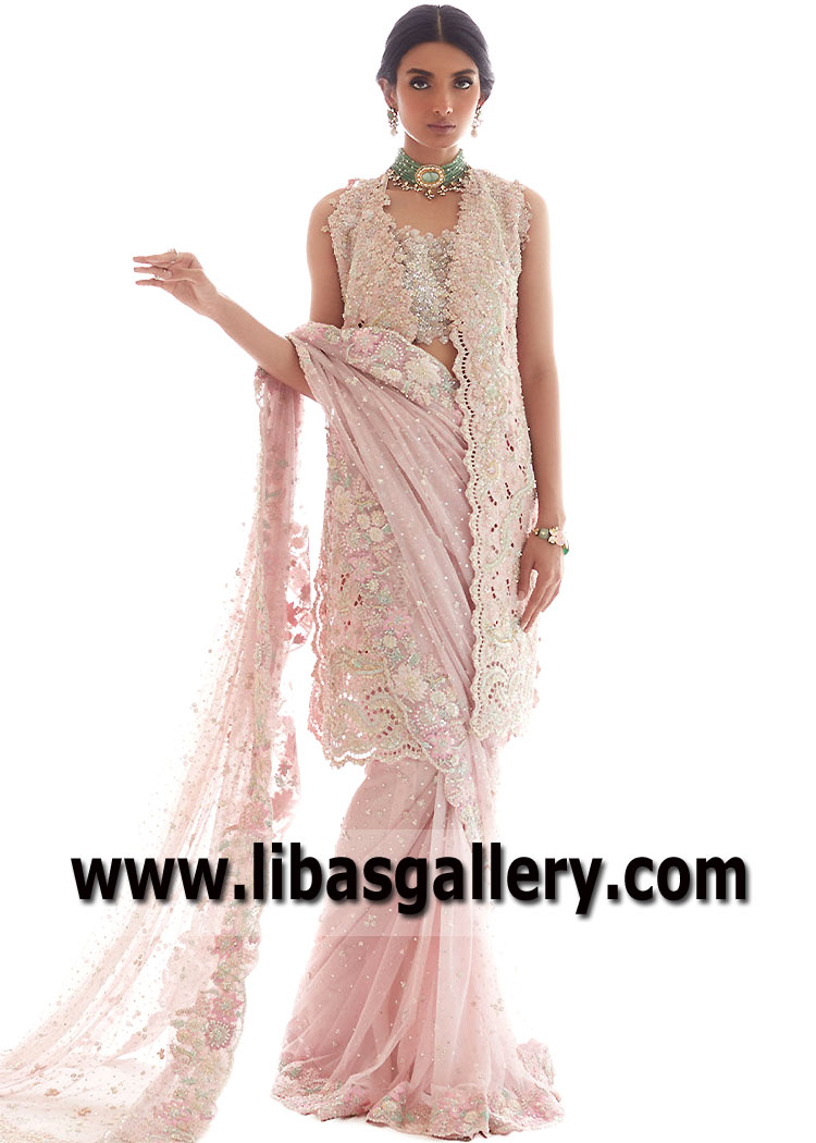Saree Bridal Outfits San Francisco California USA Pakistani Jacket With Saree Outfits