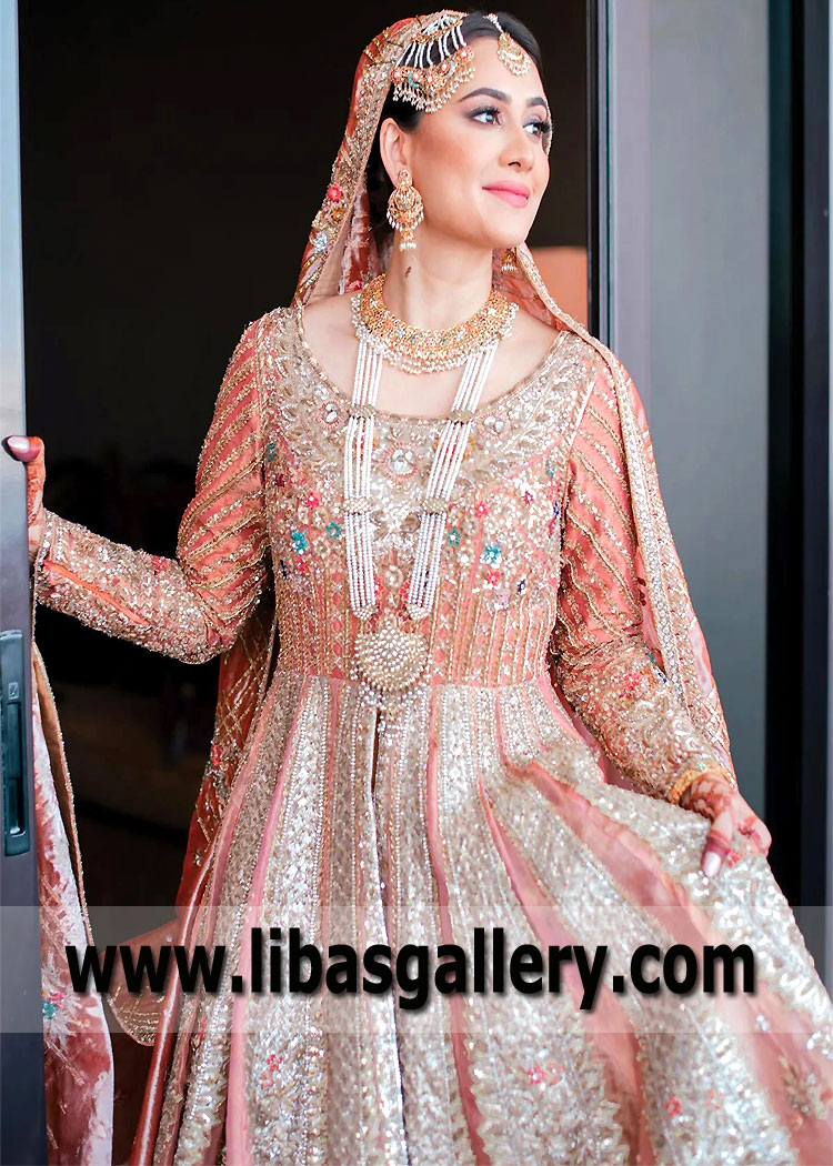 Designer Bridal Anarkali Wedding Dress Wixom Michigan USA Tena Durrani Anarkali Lehenga