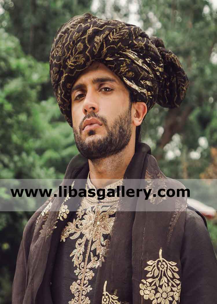 black wedding turban embroidered for groom available on order worldwide delivery UK USA Canada black wedding turban embroidered for groom available on order worldwide delivery UK USA Canada