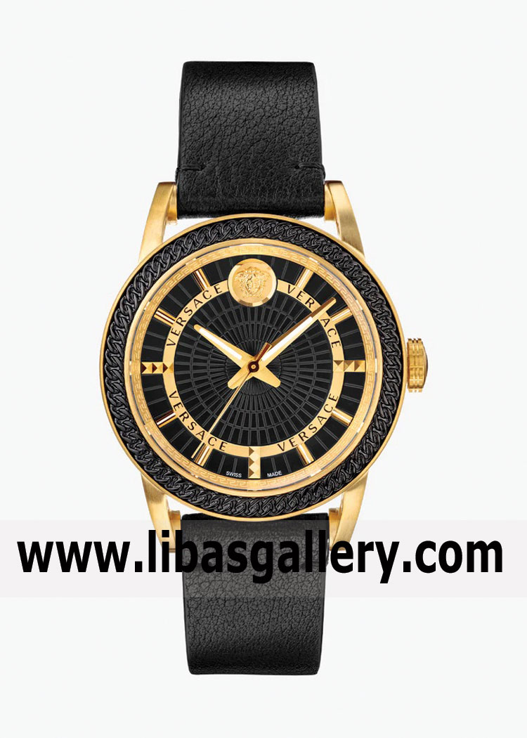 Buy 100% Original Versace Classic Leather Watch For Men with Gold Stainless Steel
