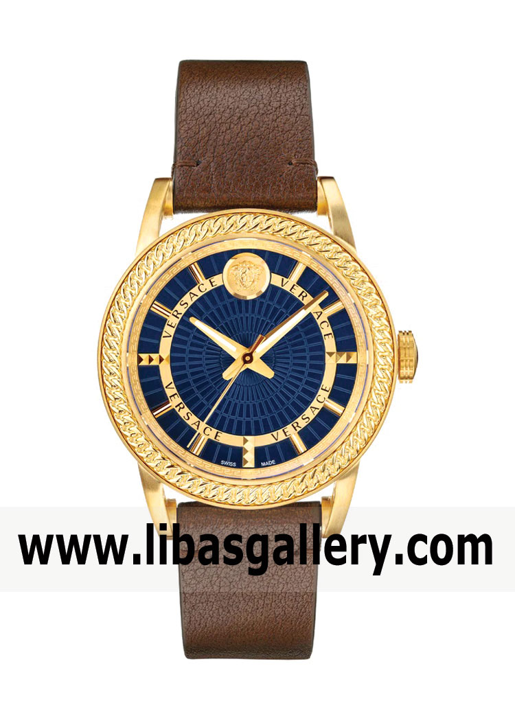 Versace Gold Blue Dial Men Swiss Watch VERSACE VEPO00220 Modern Design