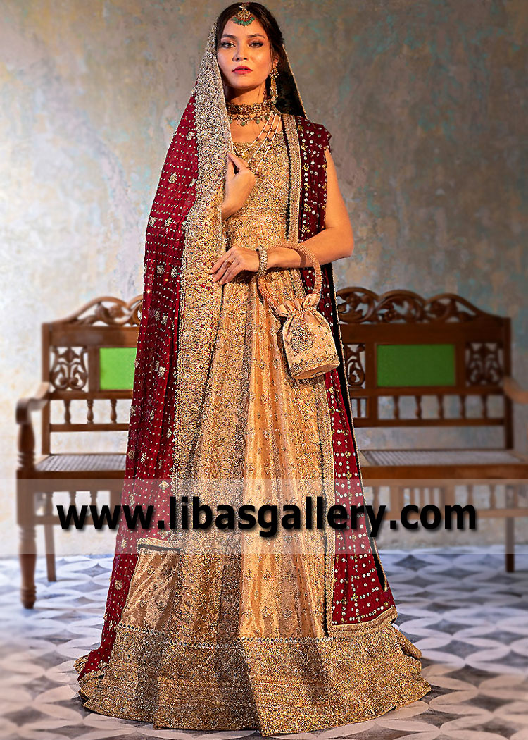 Latest Gold Bridal Dresses Trends Pakistan Designer Zainab Chottani Bridal Dresses Gown