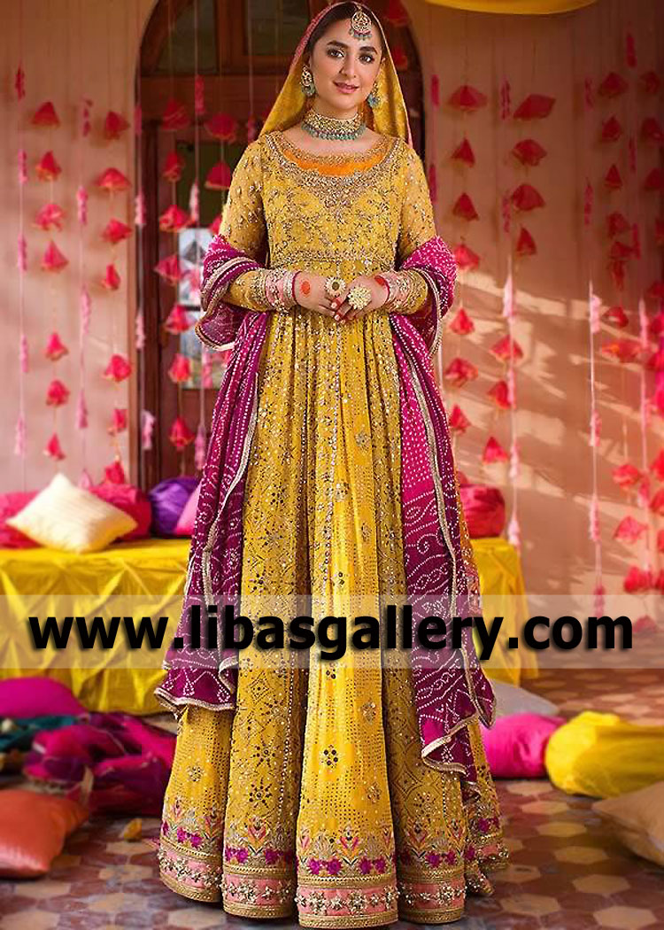 Indian Pakistani Bridal Anarkali Suits Madison Heights Michigan Zainab Chottani Mehndi Mayoon Bridal Anarkali