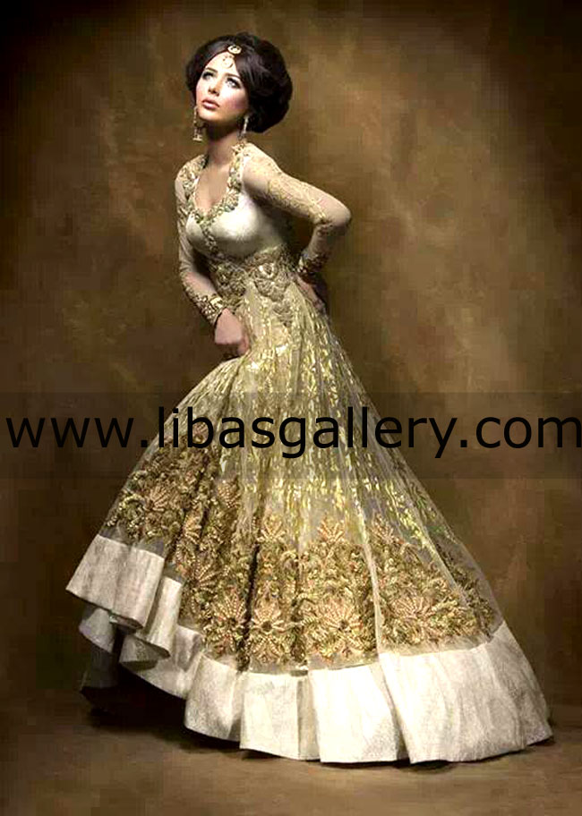 white and gold anarkali dress