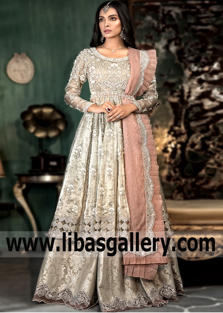 Embellished Pakistani Peshwaz Dresses Elegant Peshwaz Birmingham UK for Wedding Occasions
