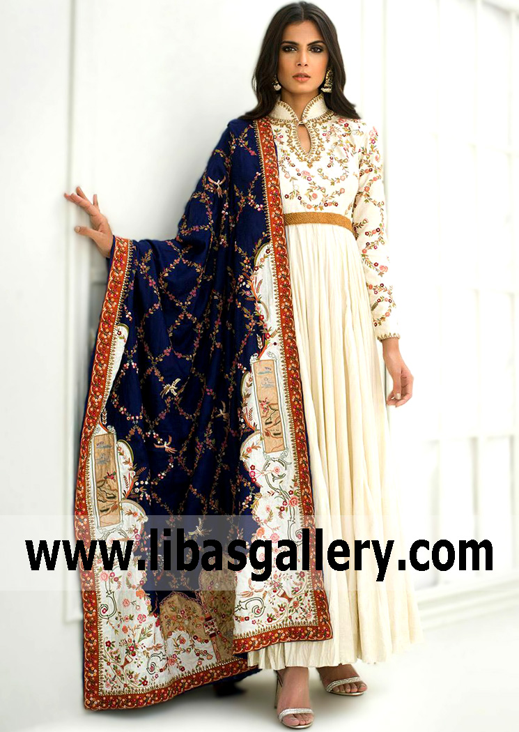 Beautifully Embroidered Peshwas Suits Soho Road UK Pakistani Anarkali Suits with Trouser