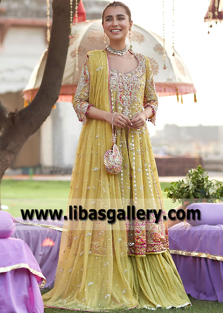 Latest Mehndi Dresses kalidaar Peshwas Syracuse New York USA Bridal Mehndi Dresses Lehenga for Mehndi