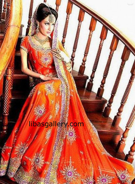 orange bridal dress