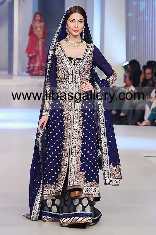 blue pakistani bridal dresses