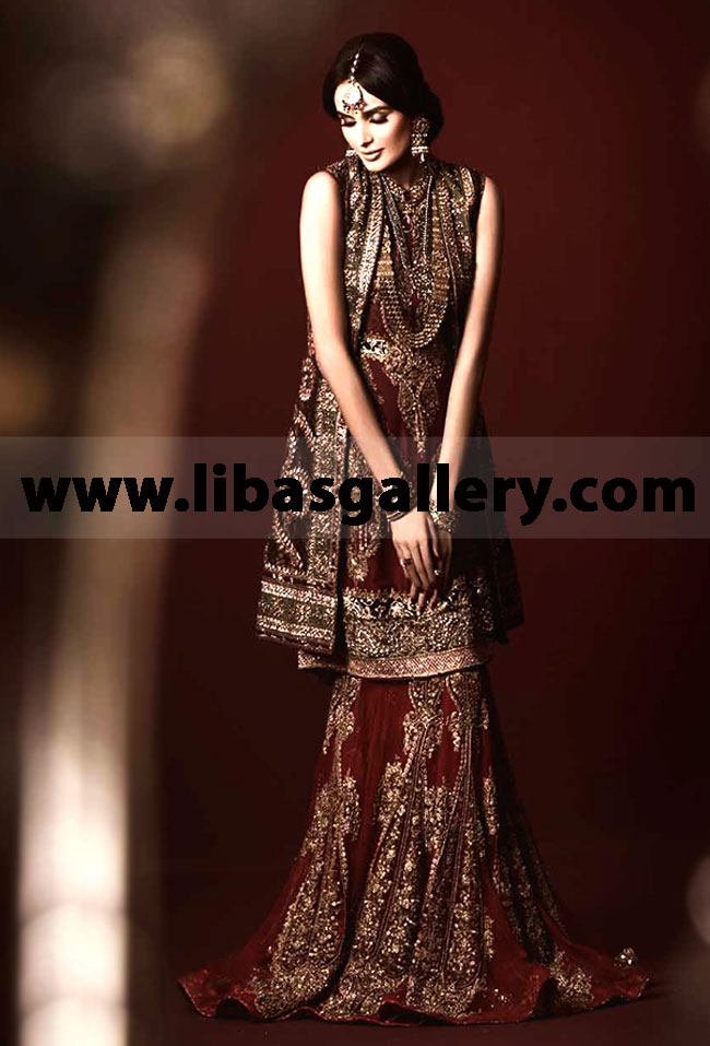 Hassan Sheheryar Yasin Bridal Collection 2014 at PBCW Hassan Sheheryar Yasin Hot Maroon Anarkali Bridal at Pantene Bridal Couture Week 2014 Style 360