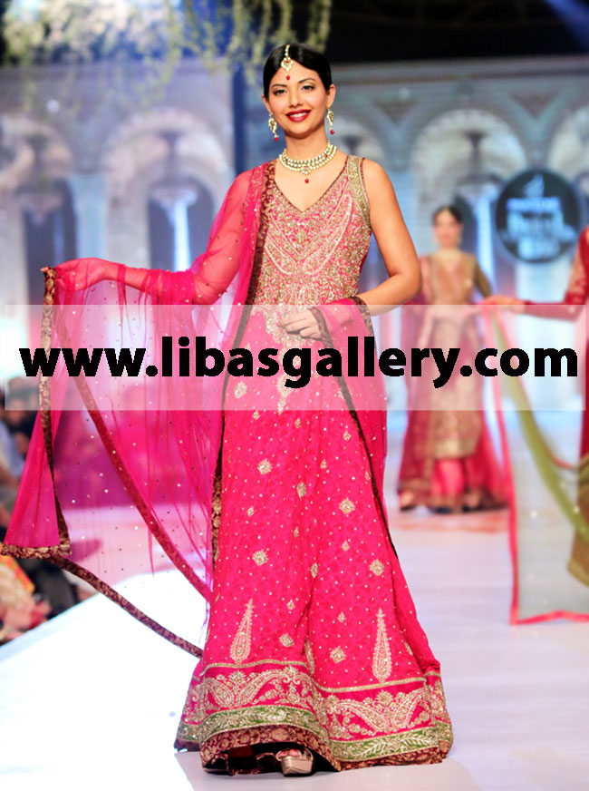 Designer Zaheer Abbas Bridal Wear Pakistani Bridal Dresses Designer designer Zaheer Abbas Bridal Dress Gharara Sharara Lehenga UK, USA, Canada