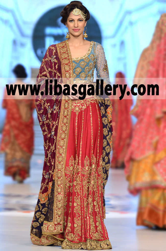 Tena Durrani Bridal Couture Week 2014 Bridal Wear Pakistani Bridal Dresses Designer Bridal Dress Gharara Sharara UK, USA, Canada Designer Tena Durrani Bridal Sharara Online. Attention Stores and Boutiques, Buy Premium Quality Pakistani Bridals at Discount