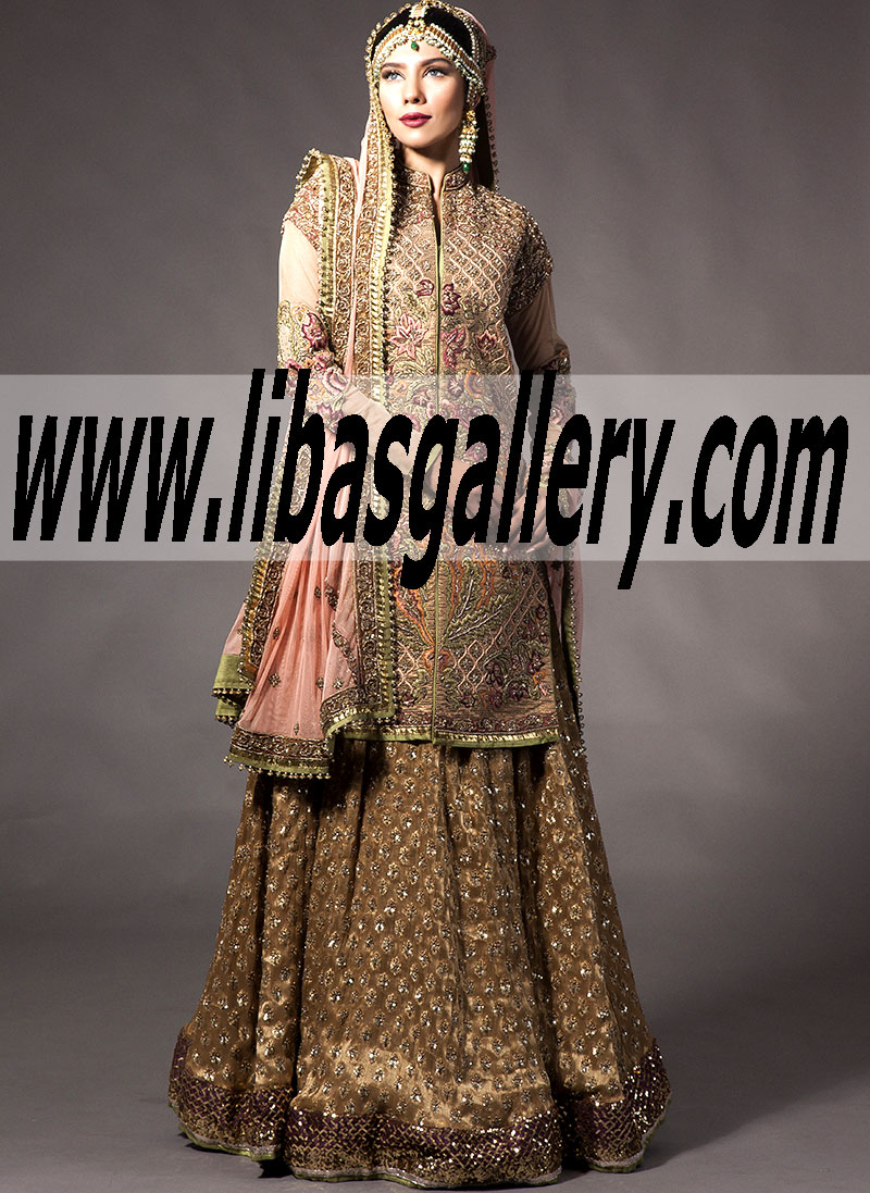 Asian Wedding Sharara Dress by Designer Fahad Hussayn Buy Online Asian Wedding Kath Dress by Designer Fahad Hussayn, Pakistani Bridal Dresses Fahad Hussayn Bridal Sharara Collection in London, Birmingham, Leicester and Bradford, UK