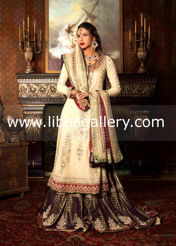 Kamiar Rokni Off White Gharara Bridals South London, Latest Kamiar Rokni Bridals Indian Pakistani Ilford Southall Green Street