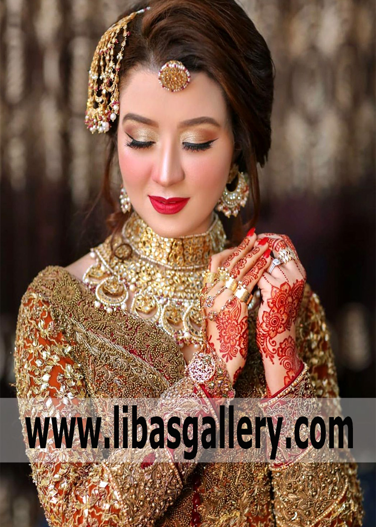 Bright color of henna appearance on hands proves bride loves for groom plus graceful designer jewellery set put 5 stars in their life Qatar Kuwait
