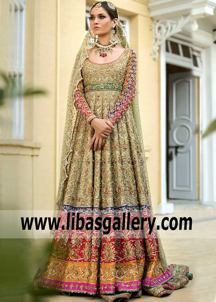 Heavily Embellished Anarkali Peshwas Kingston London UK Traditional Bridal Peshwas Collection