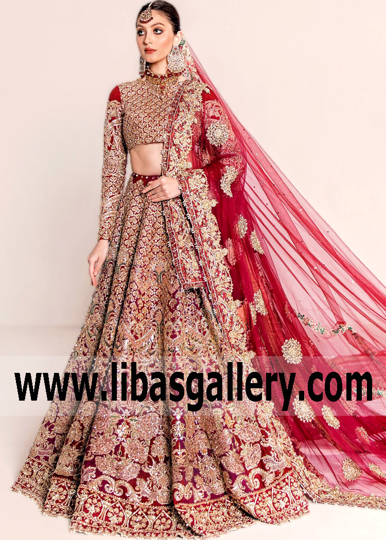 Ali Xeeshan Bridal Lehenga Dresses Bellerose New York NY Red ...