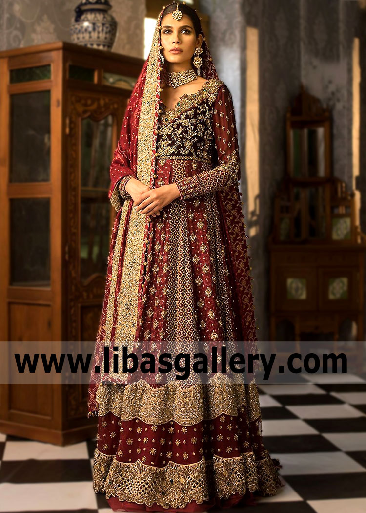 maroon bridal wear