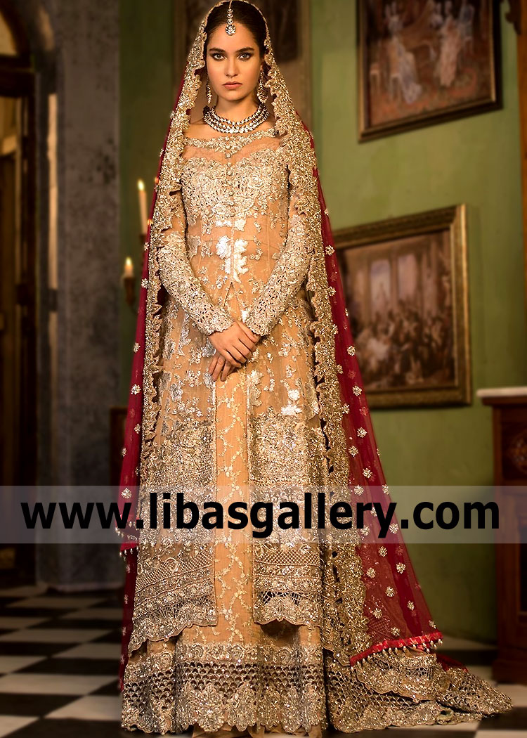 Latest Bridal Pishwas Zainab Chottani Atlanta Georgia USA Pakistani Bridal Pishwas with Sharara
