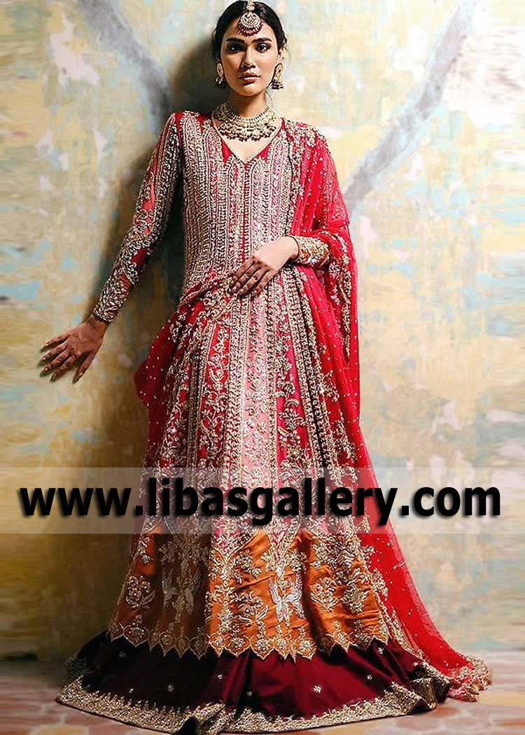 Indian Pakistani Anarkali Bridal Lehenga Wilmington Delaware USA Nida Azwar Anarkali Bridal Lehenga