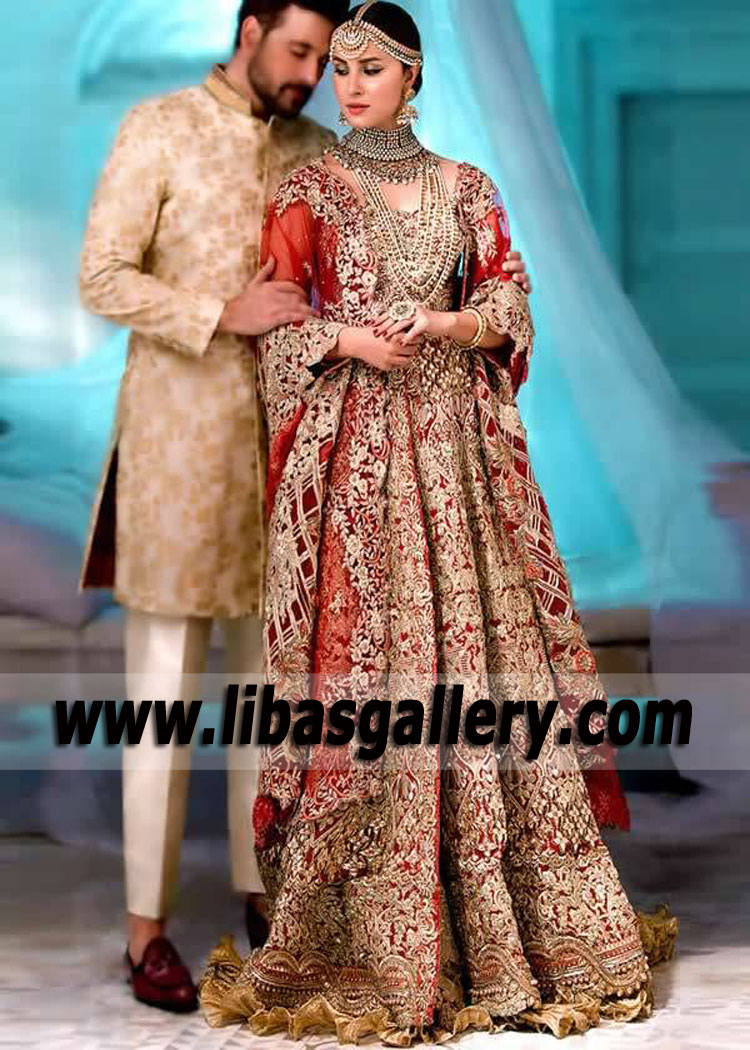 Pakistani Red Lehenga Asifa and Nabeel Croydon England UK Traditional Pakistani Red Lehenga Designer Lehenga