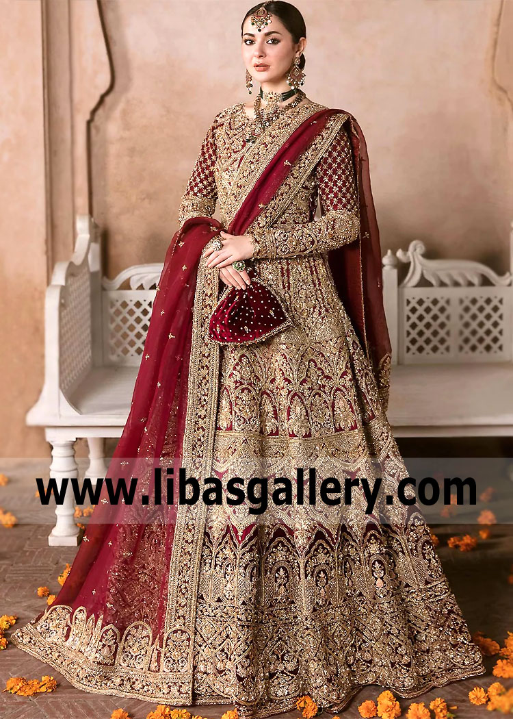 Gorgeous Red Bridal Wear Anarkali Gown Jackson Heights New York USA Wedding Dress Red Bridal Dresses